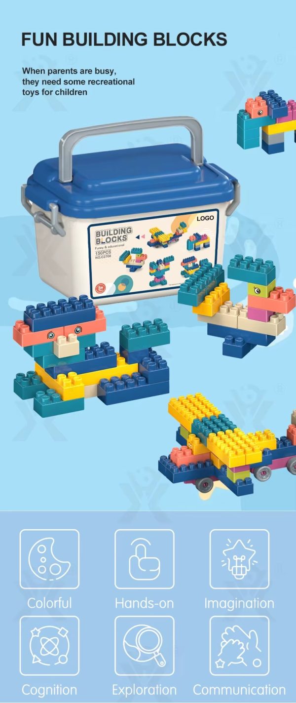 Classique briques de construction – Kit de 150 pièces – Jouet éducatif en plastique ABS – Développe la créativité des enfants