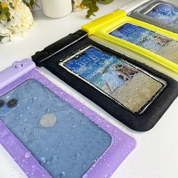 H77a076fc4c5c4dc38565acd2996225f9W Pack Protection Totale – Étui flottant étanche pour téléphone + Surchaussures en silicone antidérapantes – Idéal pour voyages, activités nautiques et météo capricieuse