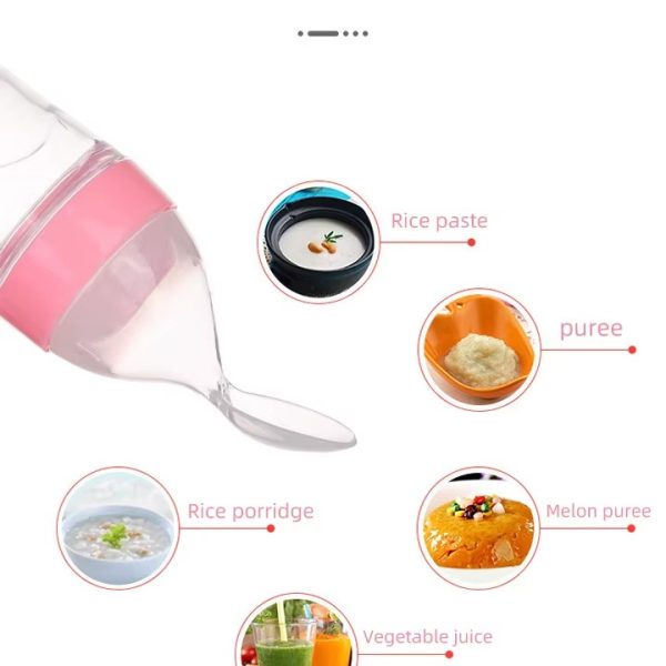 Distributeur de nourriture en silicone – Cuillère et tétine grignoteuse – Repas faciles et sûrs pour bébé