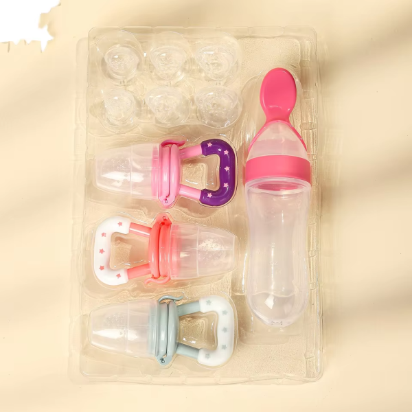 Distributeur de nourriture en silicone – Cuillère et tétine grignoteuse – Repas faciles et sûrs pour bébé
