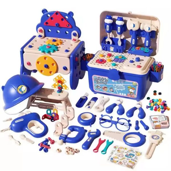 Hf8bf3352fab94c41bd904c361e2571f6g Kit de Bricolage pour Enfants 233 Pièces, Perceuse Électrique, Casque & Outils